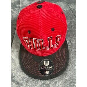NBA Chicago Bulls Red Corduroy Snapback Hat Ultra Game Retro Style New W/ Tags.
